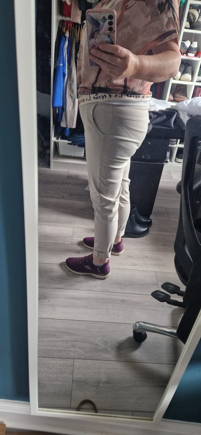Customer photo review of Caroline Beige Chino Joggers