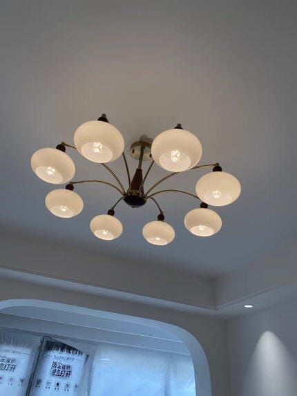 Customer photo review of Glass Chandelier, Caramel Heads, Metal and Wood Frame, 30 cm Rod