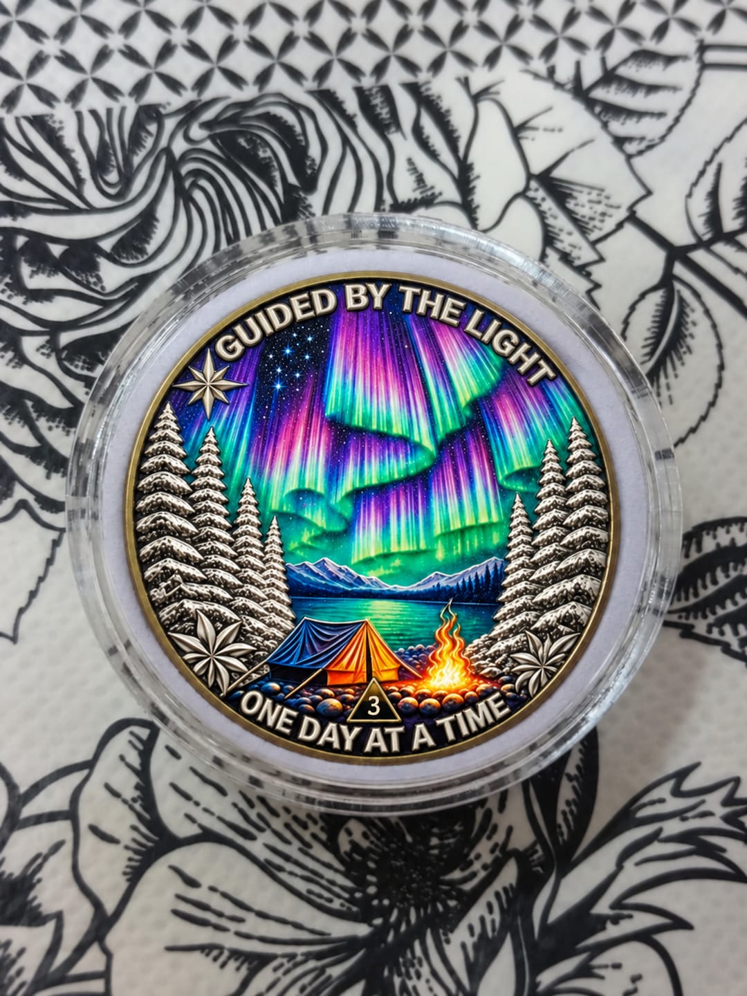 Customer photo review of Custom Butterfly Sobriety Coin