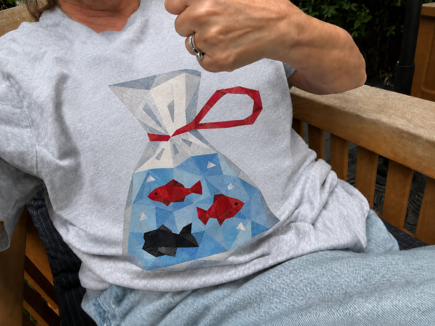 Customer photo review of Stitched With Prayer Wrapped In Love T-Shirt