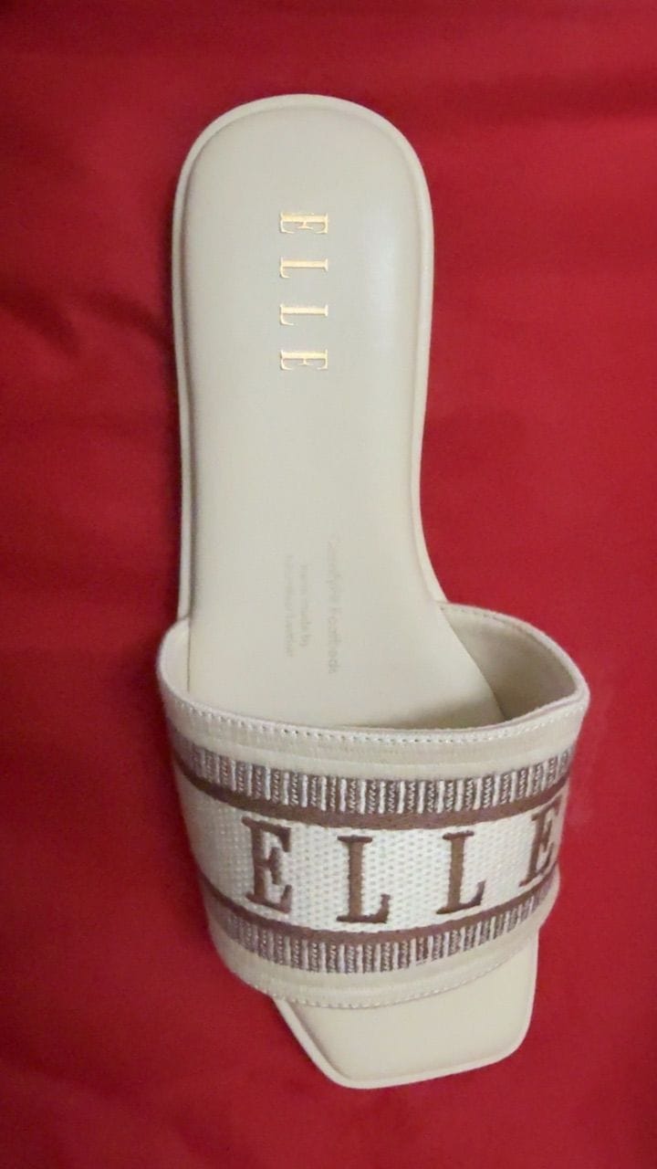 Customer photo review of Renee Logo Stitch Slip-on Sandals In Almond