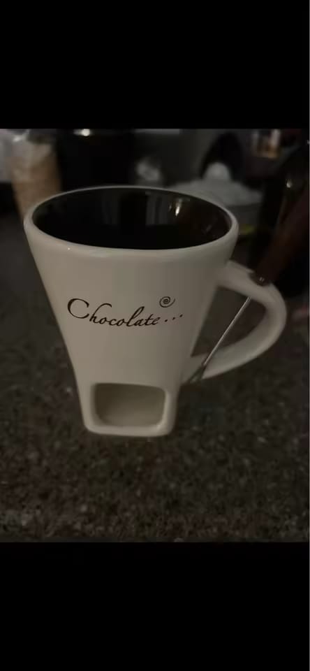 Customer photo review of Taza Fondue de Chocolate de Cerámica 130 ml con Tenedor