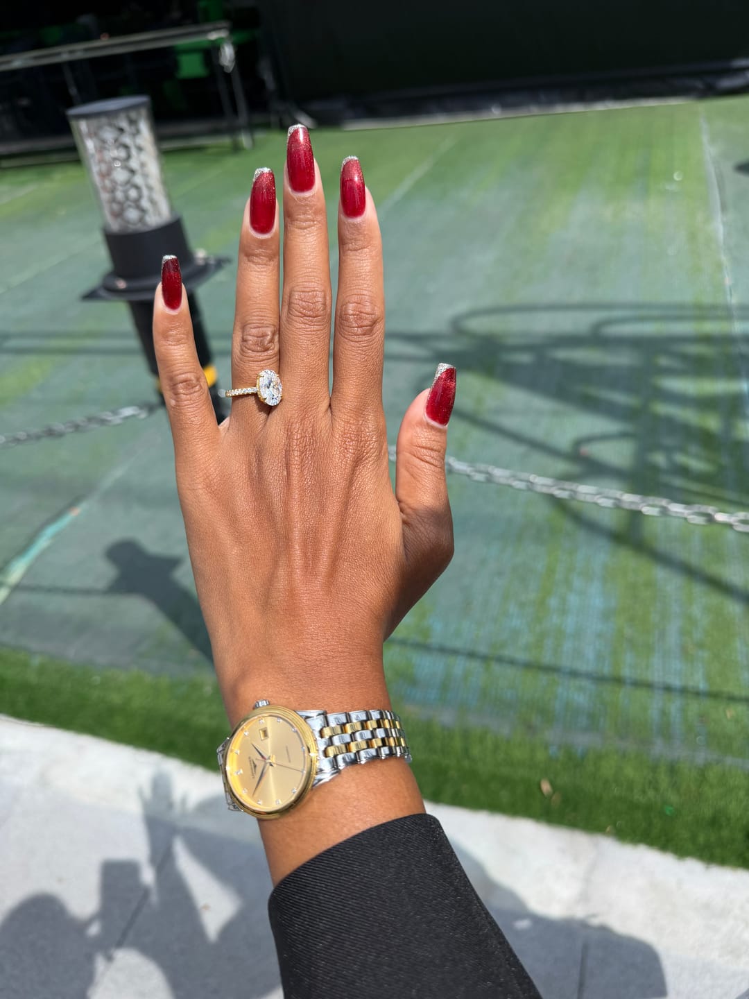 Customer photo review of S925 4.0Ct Oval Cut Classic Hidden Halo Pavé Engagement Ring Promise Ring