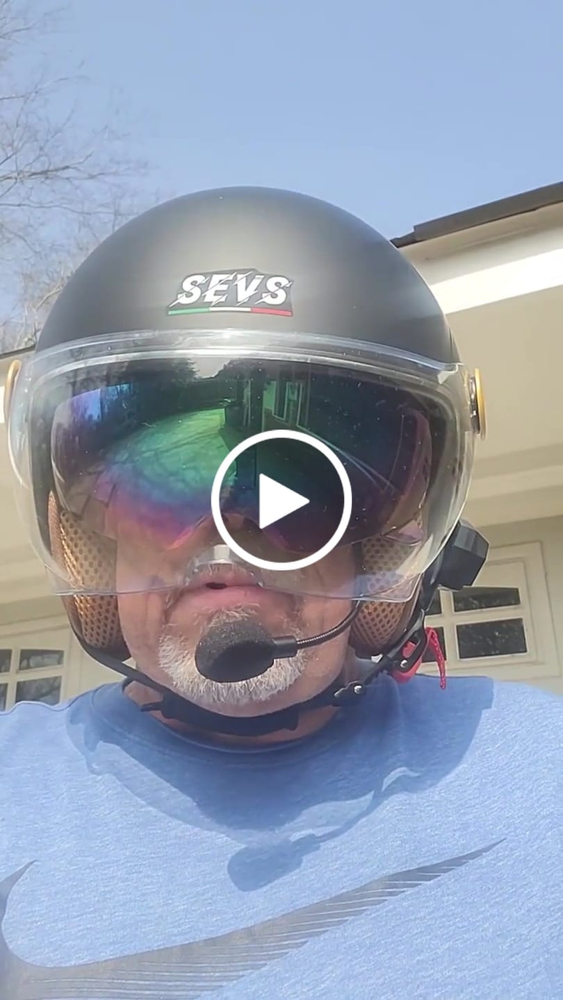 Customer video review of RetroRide Smart Bluetooth Open-Face Motorcycle Helmet with Dual Sun Visors