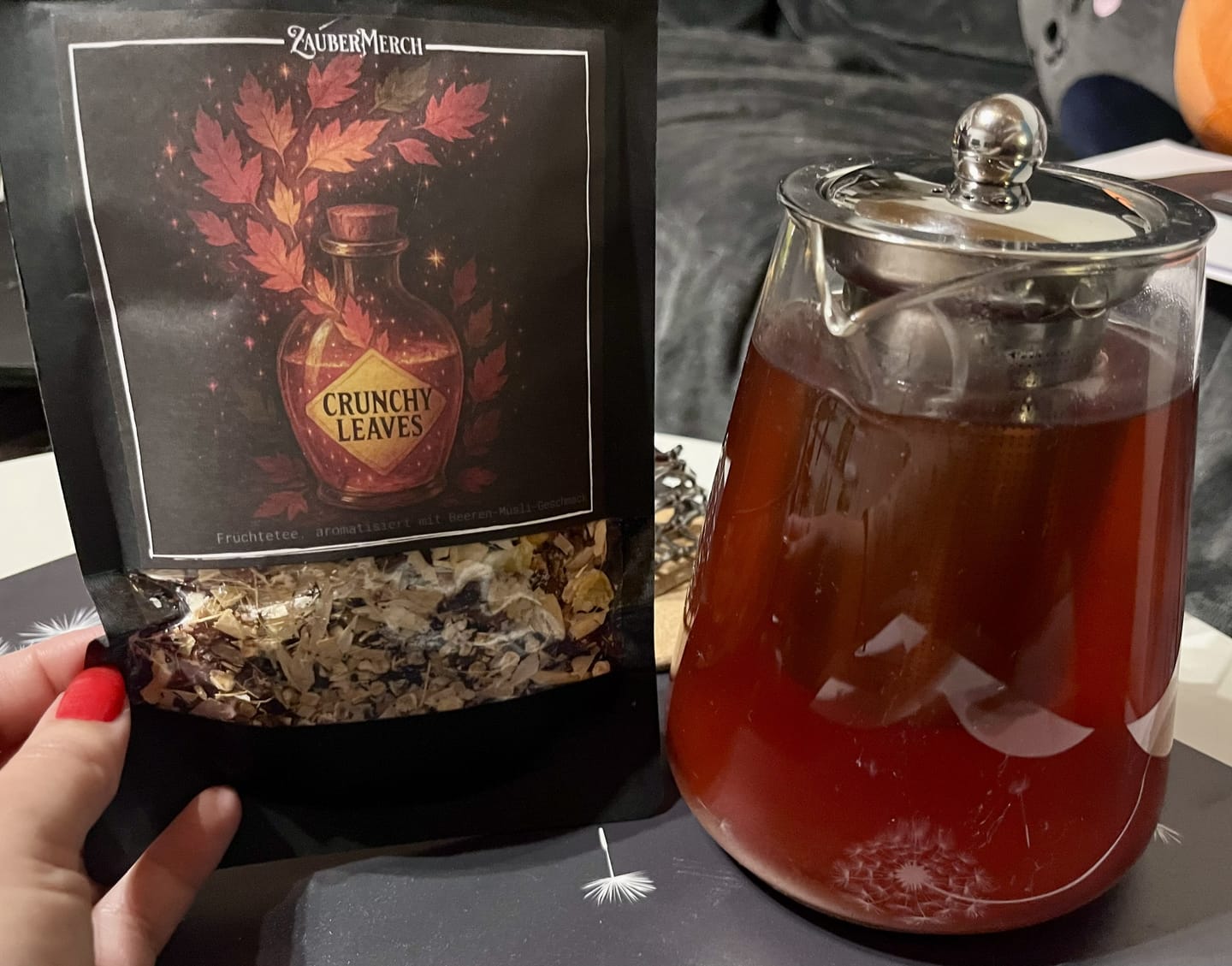 Customer photo review of Crunchy Leaves – Früchtetee mit Beeren-Müsli-Geschmack | Herbst Tee
