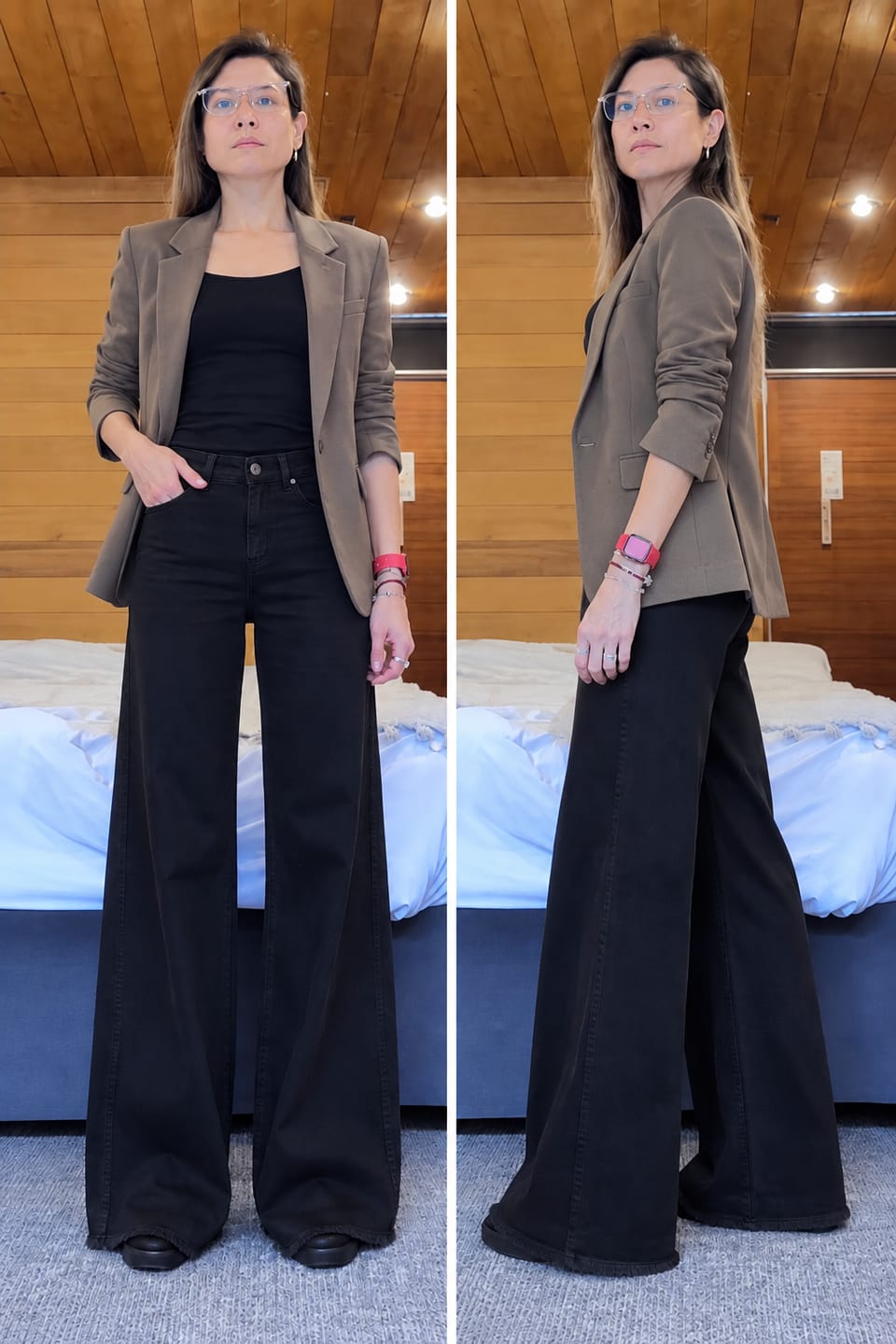 Customer photo review of JEANS MUJER PALAZZO TIRO MEDIO ANNA negro