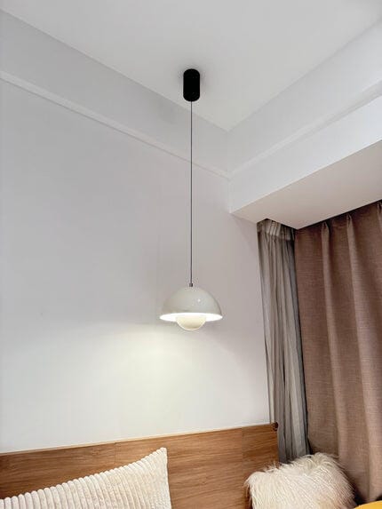 Customer photo review of Flowerpot Pendant Light, Dual-Dome Aluminum Shade, Hardwired Ceiling Fixture