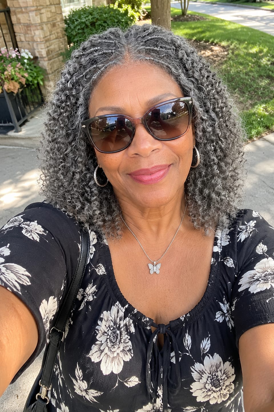 Customer photo review of Luvwin Silver Grey Boho Twist Curly Human Hair Wigs For Black Women
