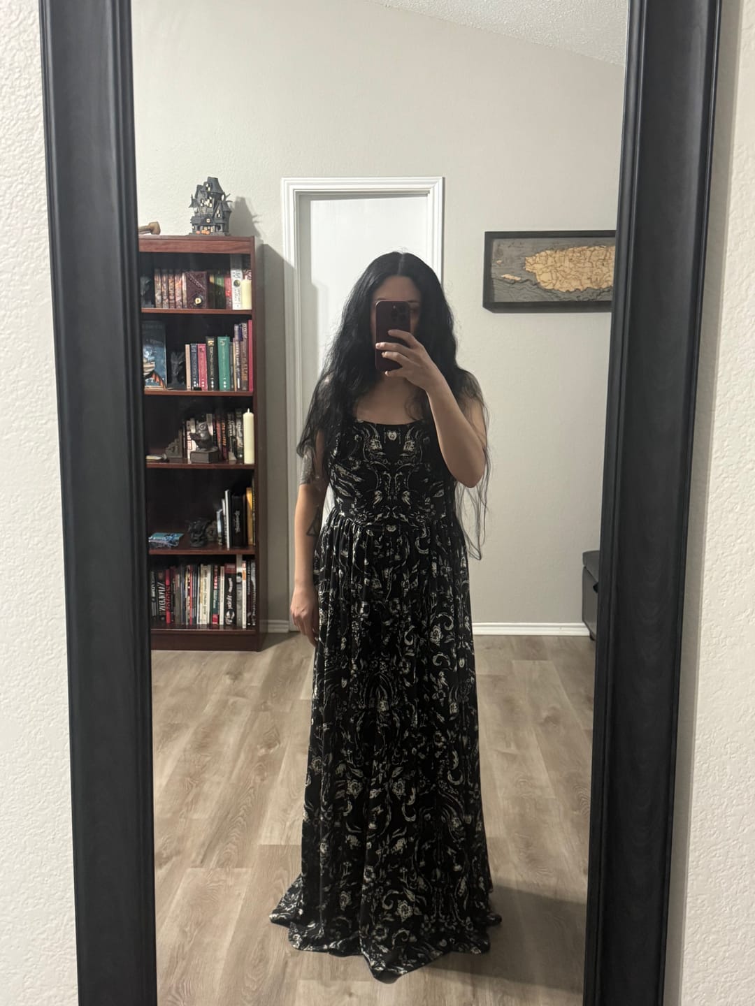 Customer photo review of Novella Maxi Dress in Cottage Witch Toile Print