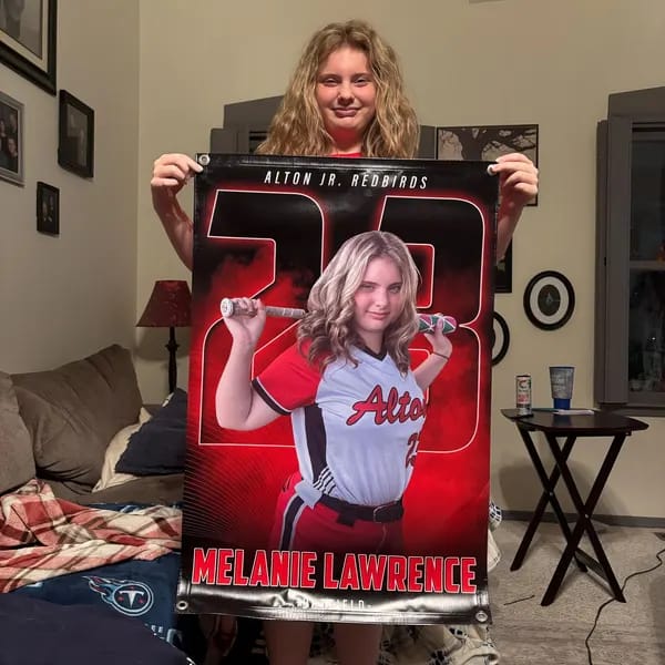 Customer photo review of Custom Sports Banner - The GOAT Softball