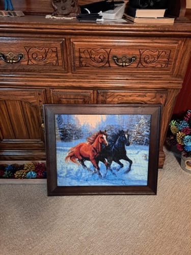 Customer photo review of Broderie Diamant - Deux Chevaux en Hiver