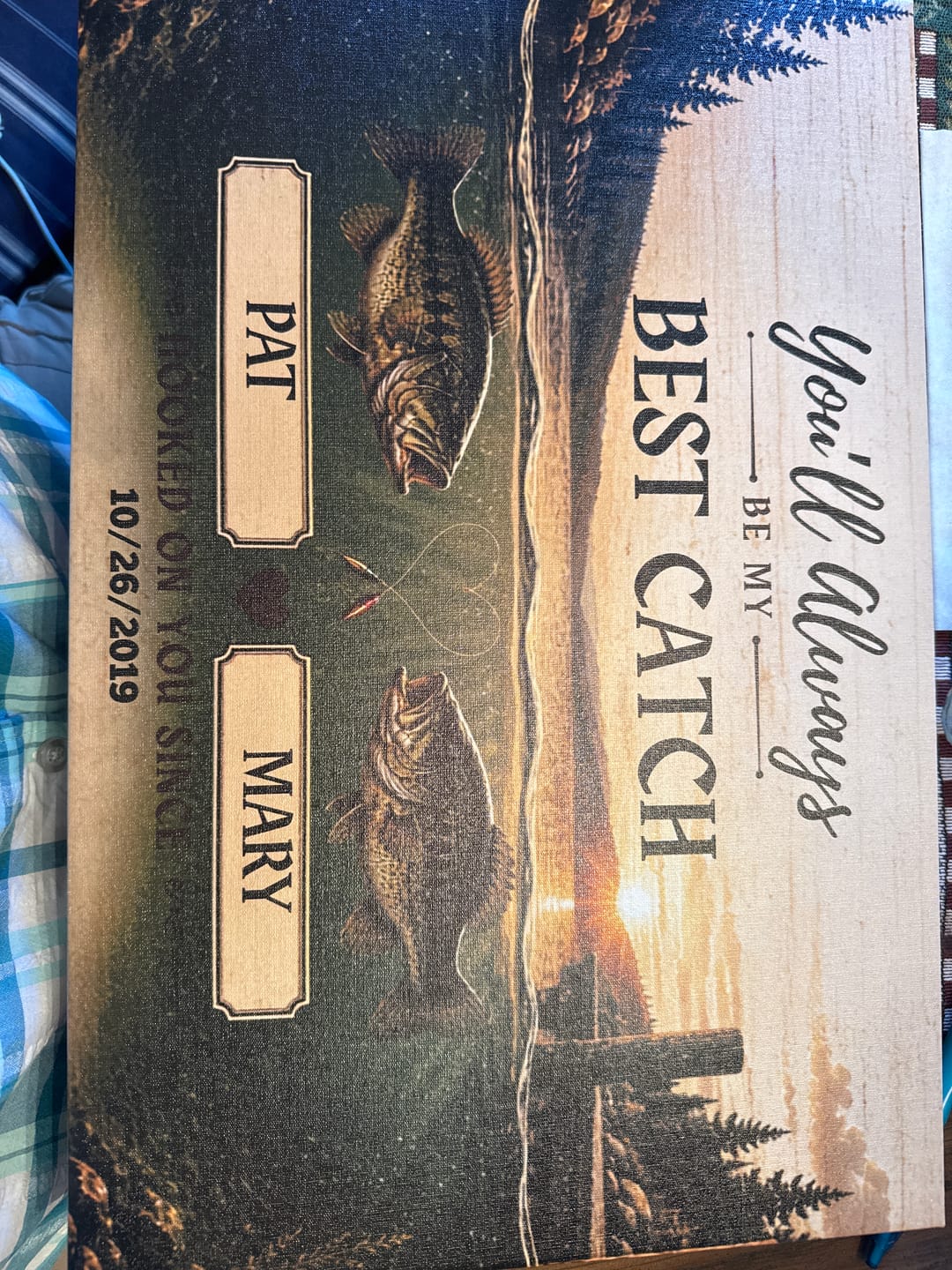 Customer photo review of Personalized Bass Fish Couple Canvas