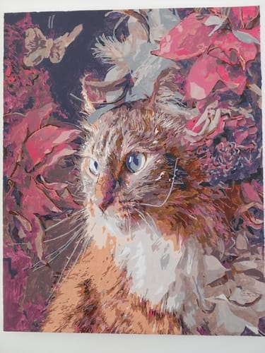Customer photo review of Chat Fleurs et Papillon