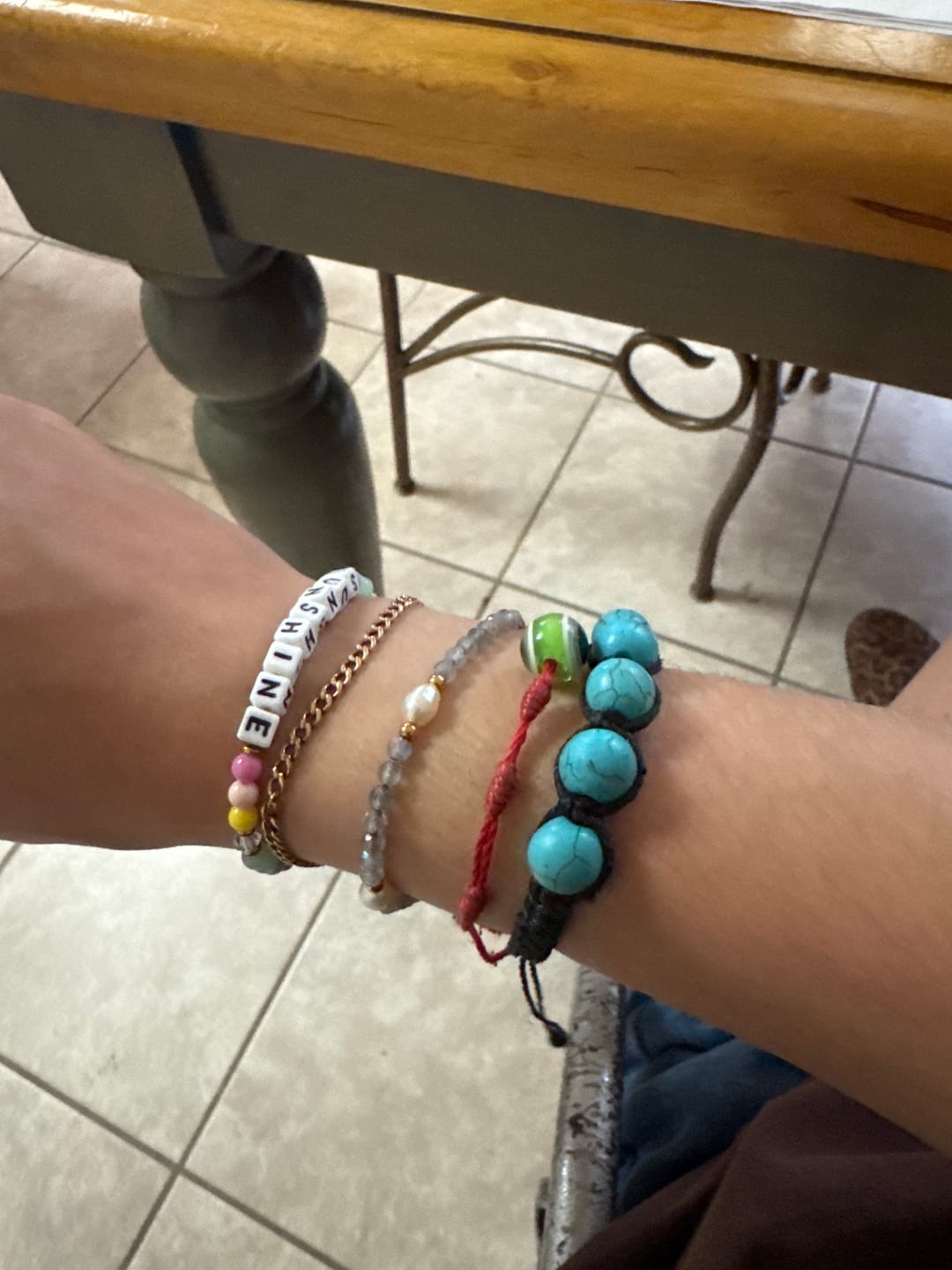 Customer photo review of Moonstone & Pearl Bead Bracelet