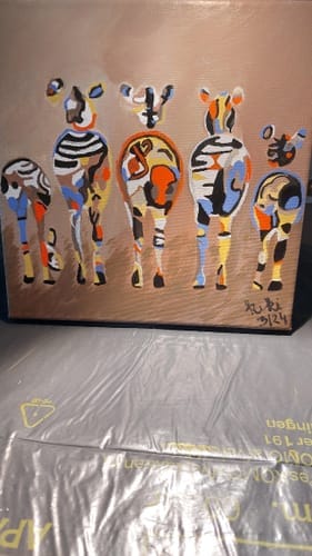 Customer photo review of Mini Peinture par Numéros 20x20cm avec cadre Zèbres de dos
