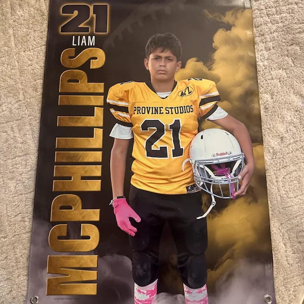 Customer photo review of Custom Sports Banner - Sports Legends Football