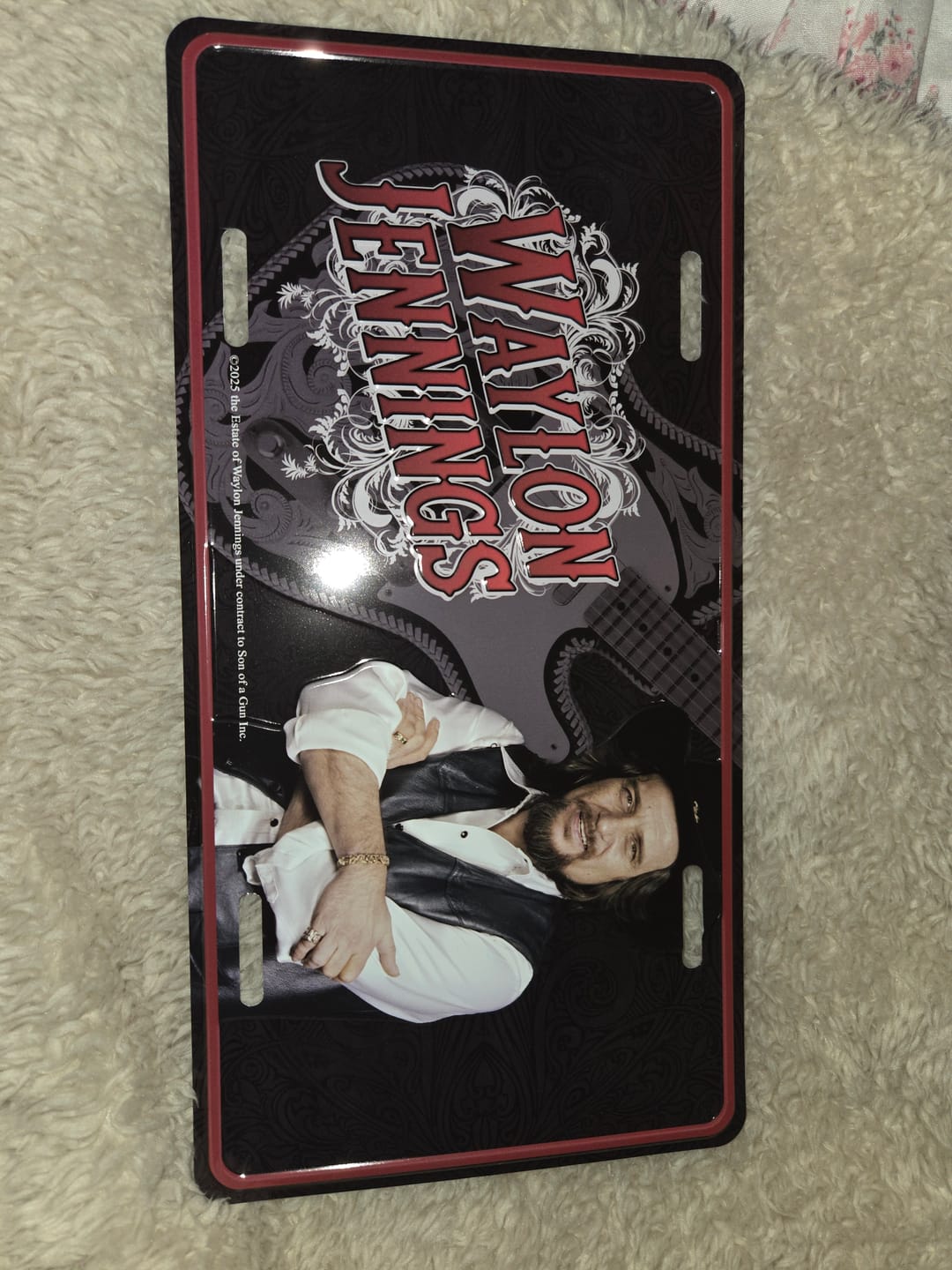 Customer photo review of Waylon Jennings License Plate Filler
