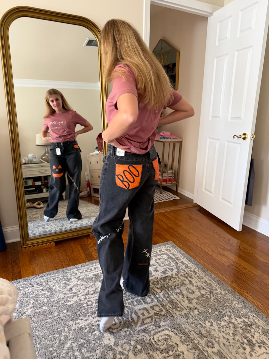 Customer photo review of 'Spooky Season' Painted Jeans