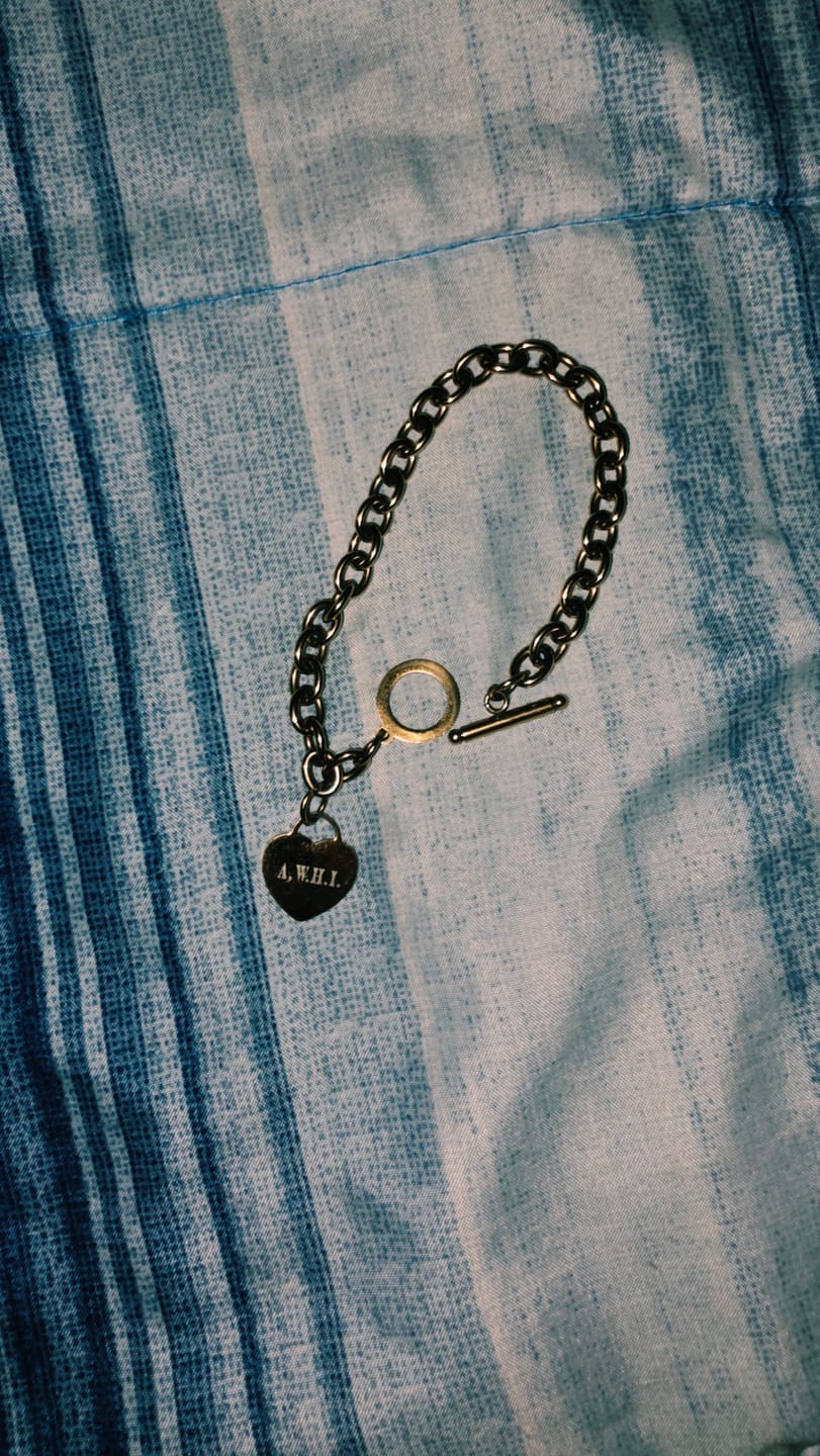 Customer photo review of Custom Engraved Heart Link Bracelet