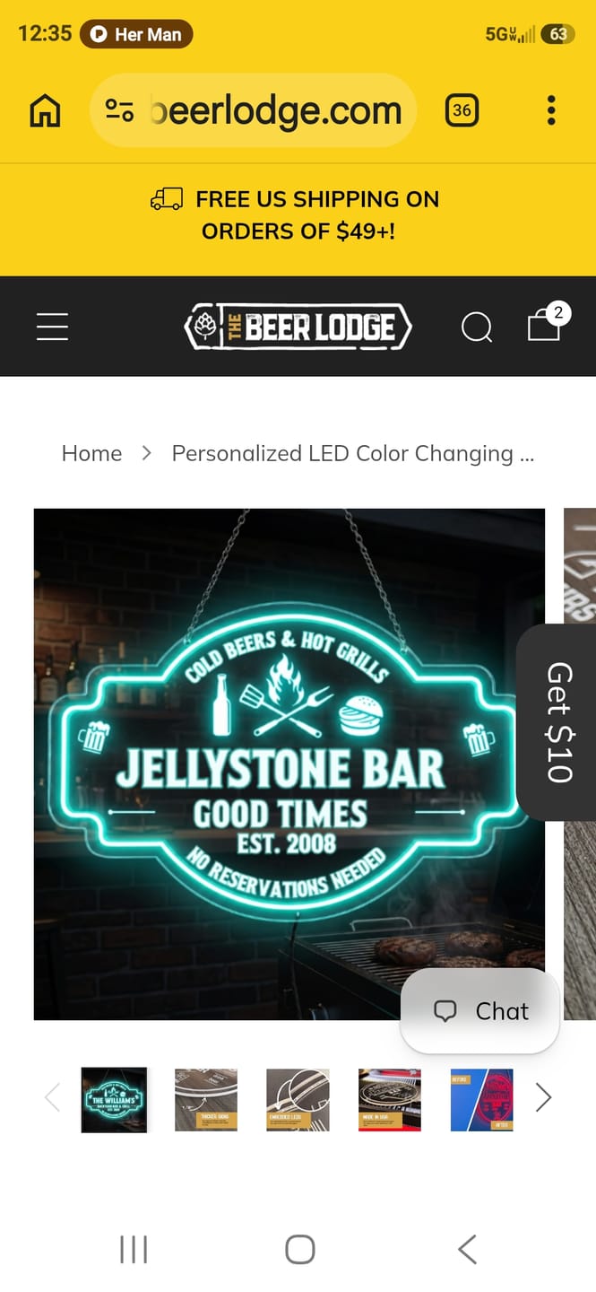 Customer photo review of Personalized LED Color Changing Acrylic Backyard Bar & Grill Burger Sign