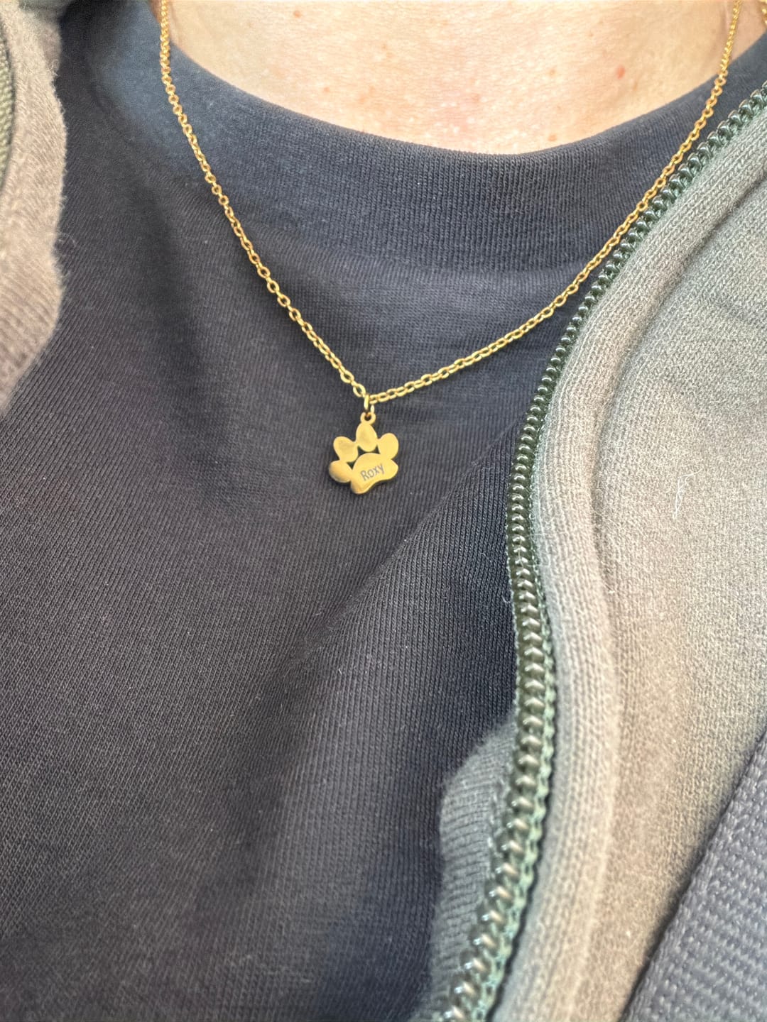 Customer photo review of Custom Paw Name Necklace