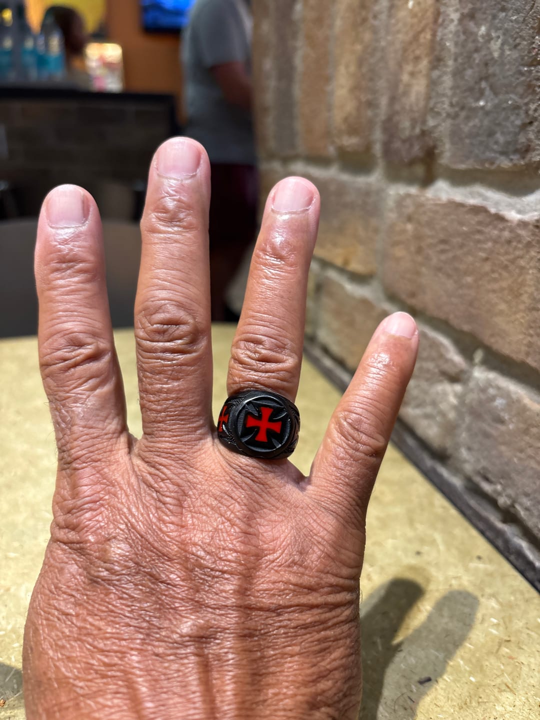 Customer photo review of Christianartworkshop Black & Crimson Faith Armor Templar Cross Signet Ring