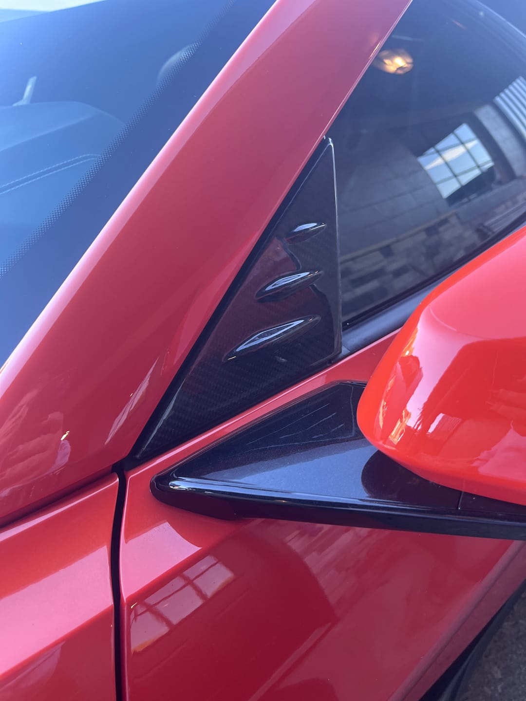 Customer photo review of C8 Corvette 2020+ Real Carbon Fiber A-Pillar Exterior Trim Cover | 2020-2027