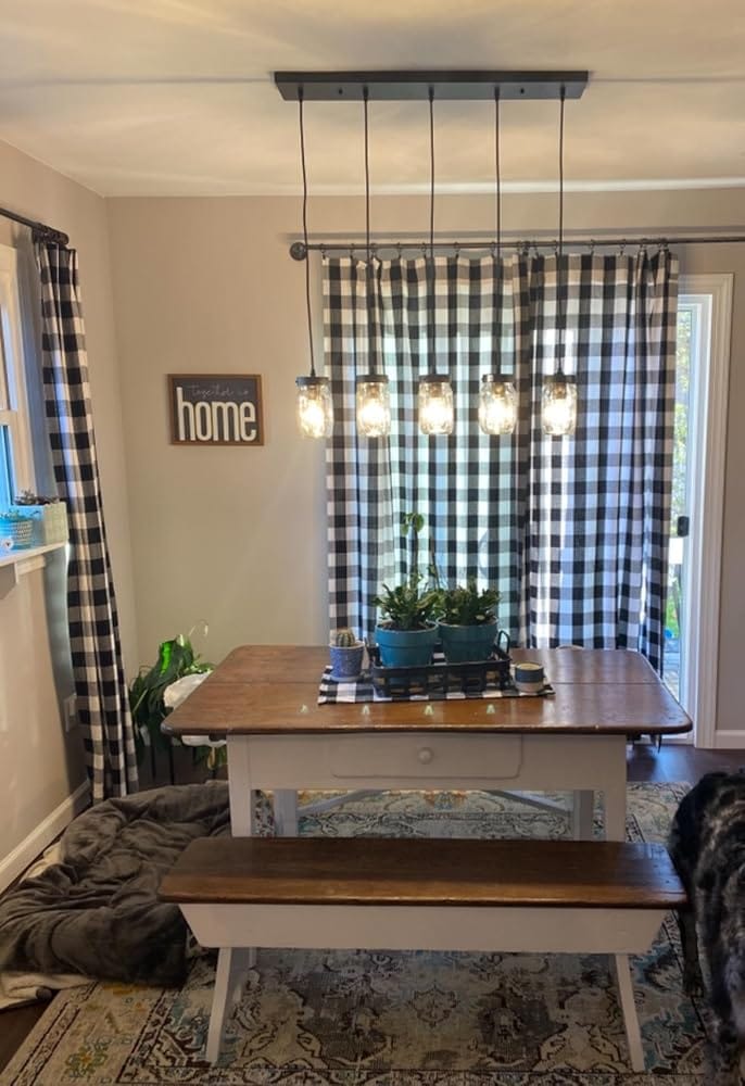 Customer photo review of 5 Light Hanging Bar with Glass Jar Shades
