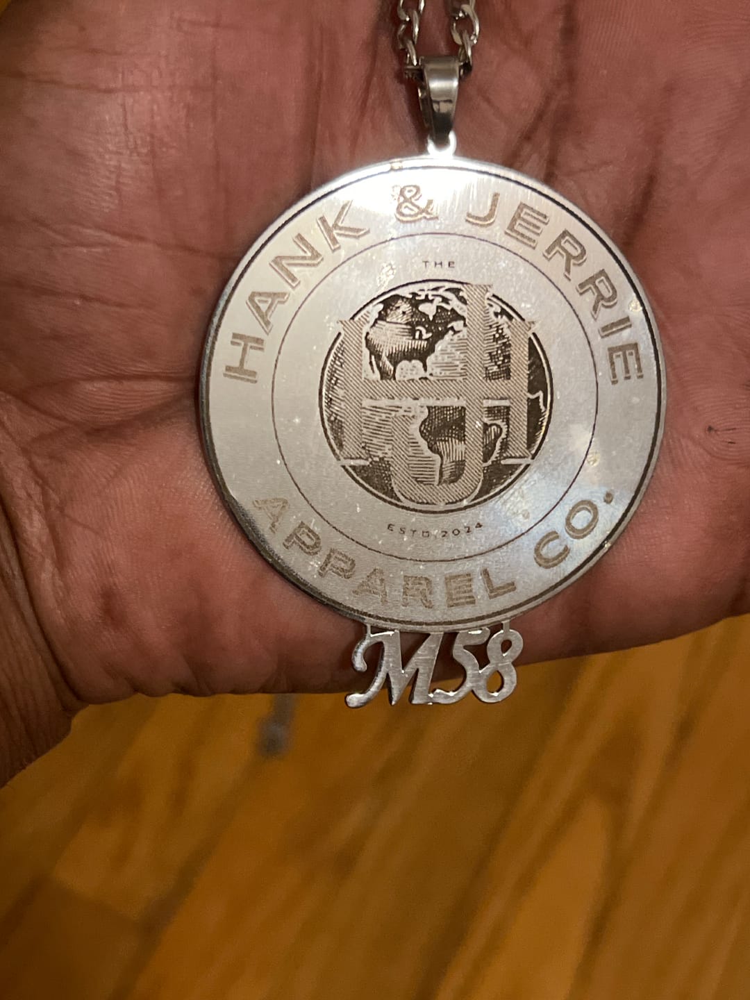 Customer photo review of Custom Logo Engraved Photo Pendant Necklace