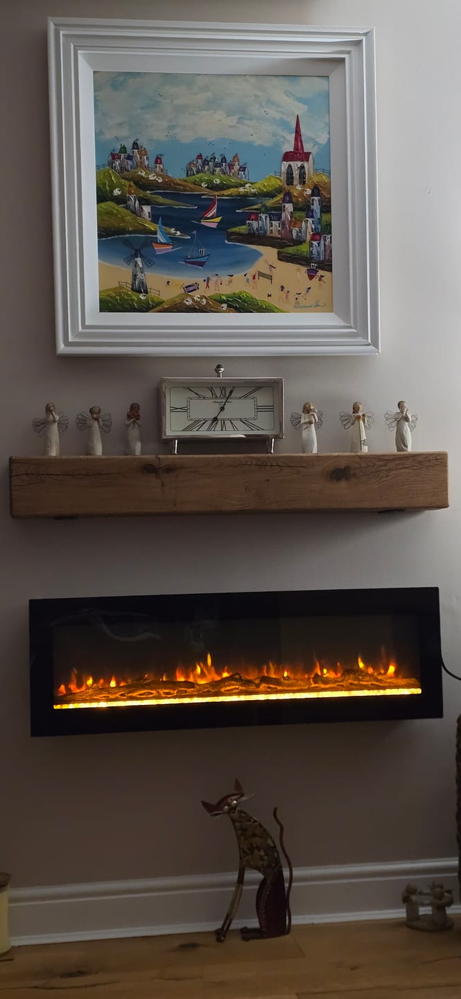 Customer photo review of Rustic Oak Fireplace Beam – Aged Mantel Beam 10cm × 15cm