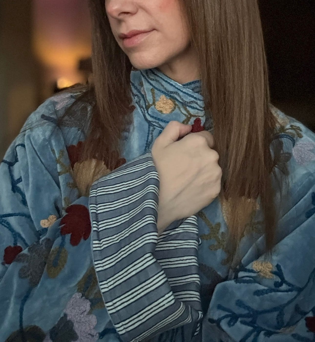 Customer photo review of The Poet Textured Velvet Jacket