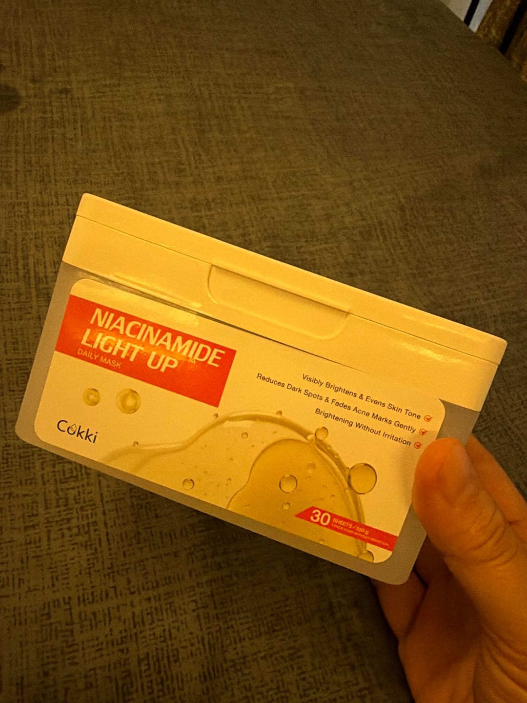 Customer photo review of Niacinamide Light Up Daily Mask 30sheets