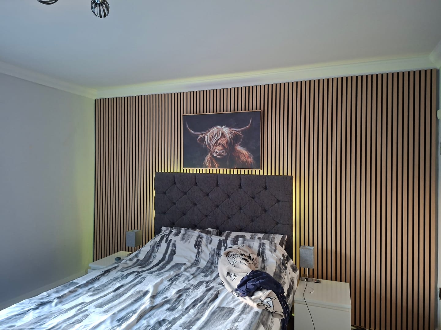 Customer photo review of Acoustic Slat Wall Panels Wooden Decorative Wall Panels Natural Oak Premium 2.4m x 0.6m