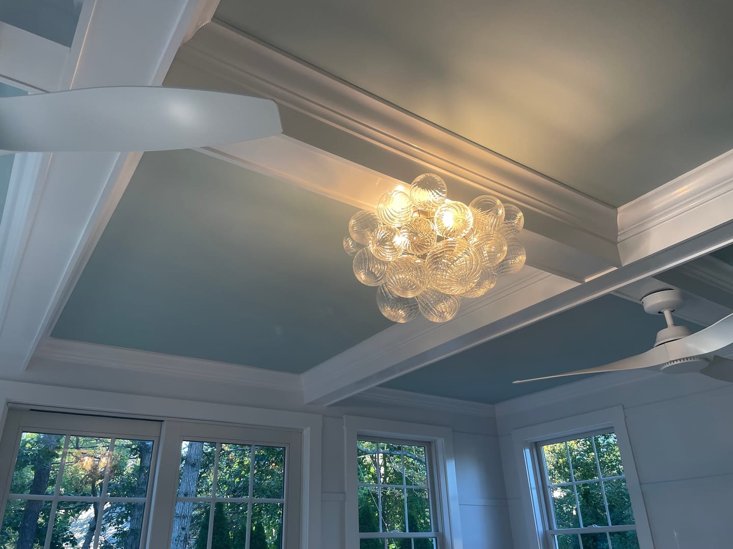 Customer photo review of Modern Swirl Glass Cluster Bubble Semi-Flush Mount