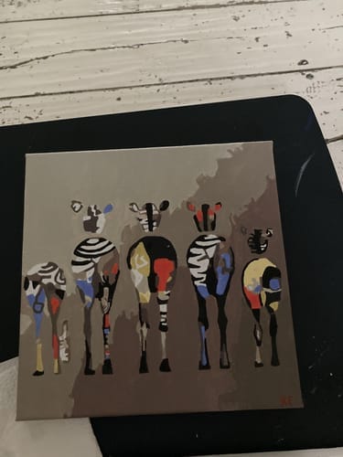 Customer photo review of Mini Peinture par Numéros 20x20cm avec cadre Zèbres de dos
