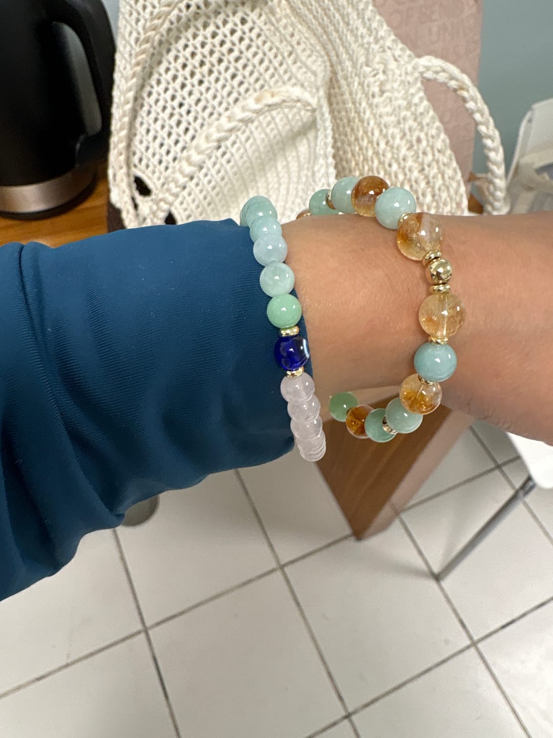 Customer photo review of Magnetic Love Return Bracelet Rose Quartz Jade Evil Eye Protection