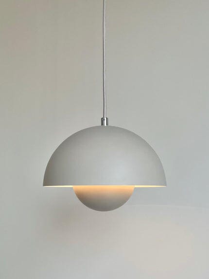 Customer photo review of Flowerpot Pendant Light, Dual-Dome Aluminum Shade, Hardwired Ceiling Fixture