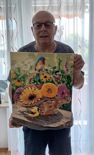 Customer photo review of Fleurs dans un Panier et Oiseaux