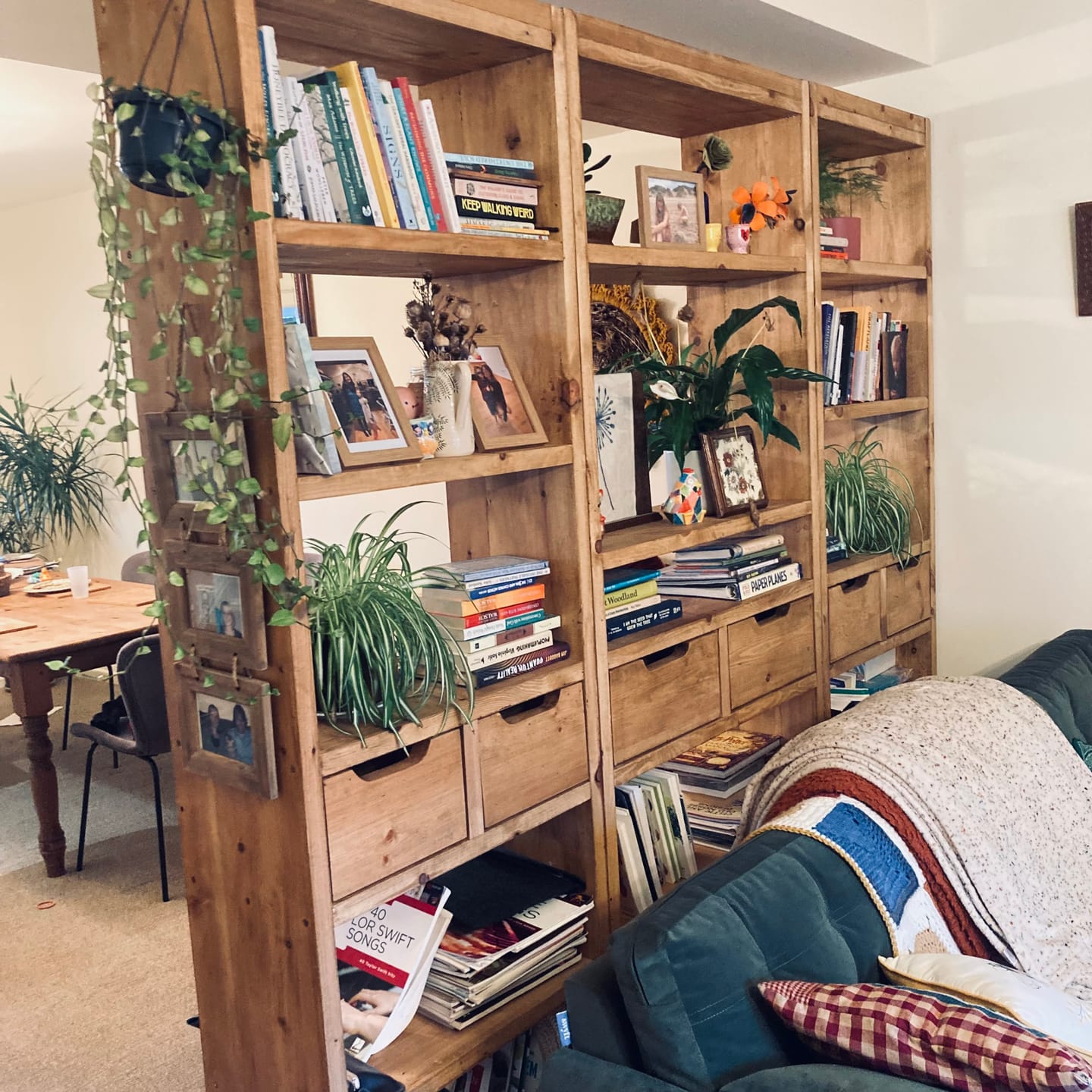 Customer photo review of Reclaimed Wood Bookcase & Shelving Units Room Divider - Rustic Open Shelving Storage - roomdivider