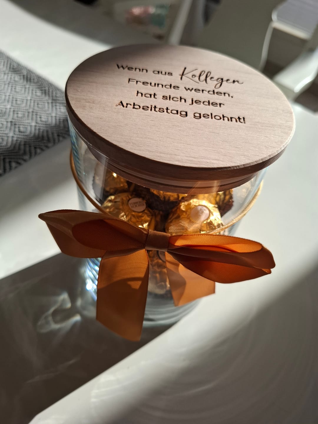 Customer photo review of Geschenk-Glas "Wenn aus Kollegen Freunde werden"