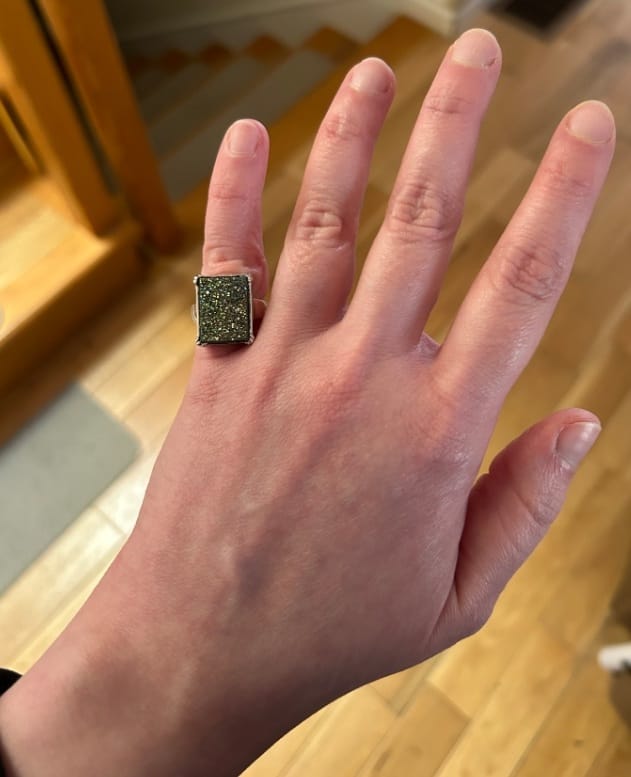 Customer photo review of Premium Titanium Druzy Ring (.925 Sterling Silver)