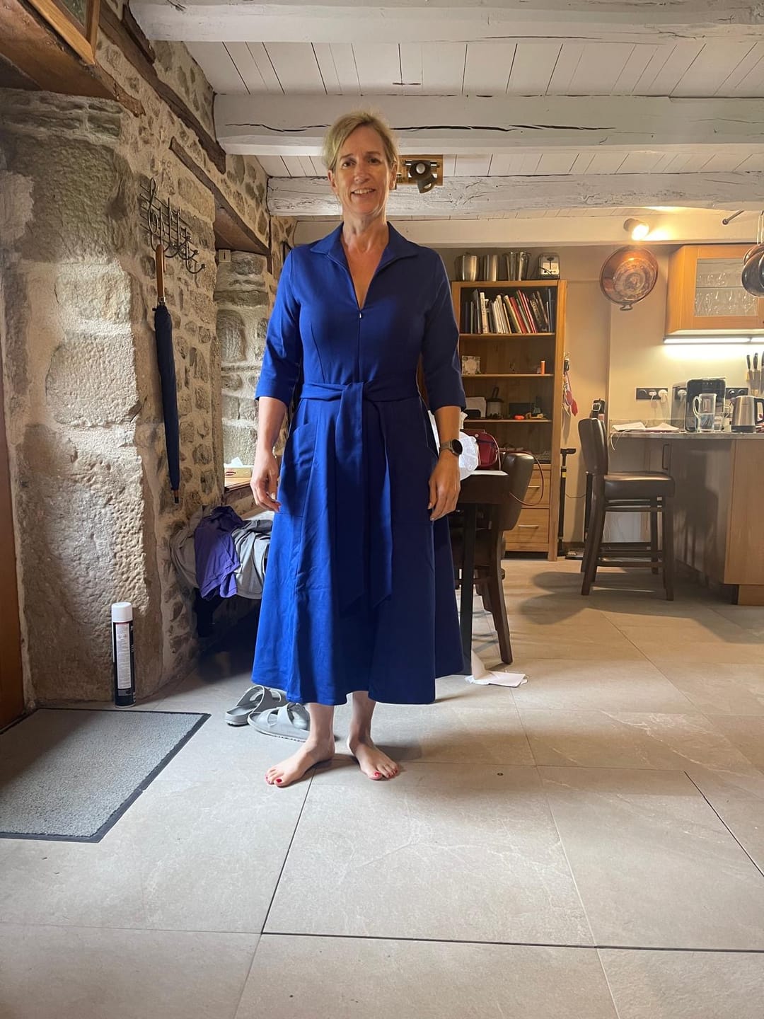 Customer photo review of The 'Zip Pocket' Dress in Bright Blue Ponte Jersey  - Ballerina Length - shipping early w/c 28th Sept