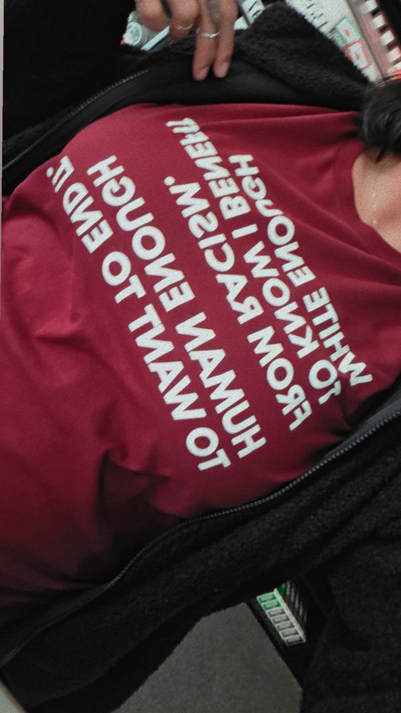 Customer photo review of Human Enough Unisex T-Shirt