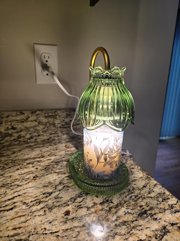 Customer photo review of Green Glass Candle Warmer with Timer