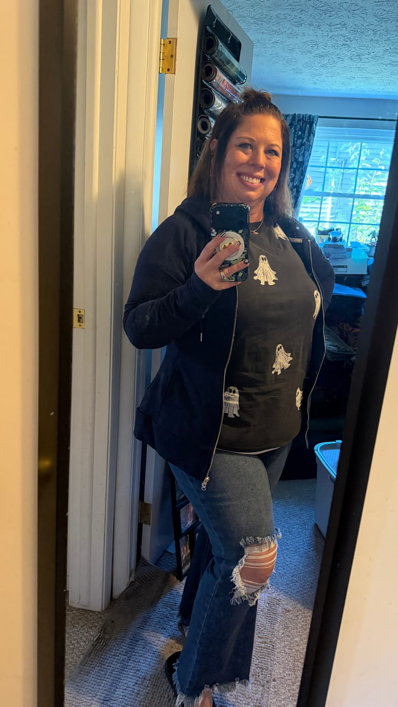 Customer photo review of Navy Solid Full Zip