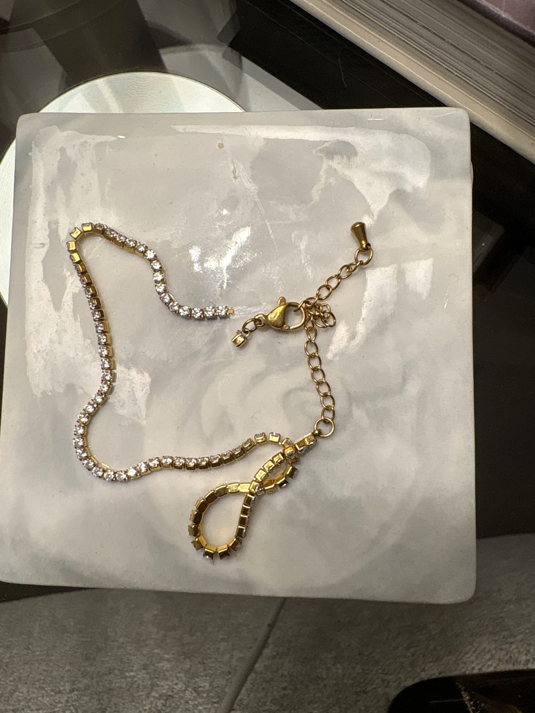 Customer photo review of Cordelia Gold Tennis Anklet