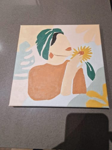 Customer photo review of Mini Peinture par Numéros 20x20cm avec cadre Femme au Turban vert