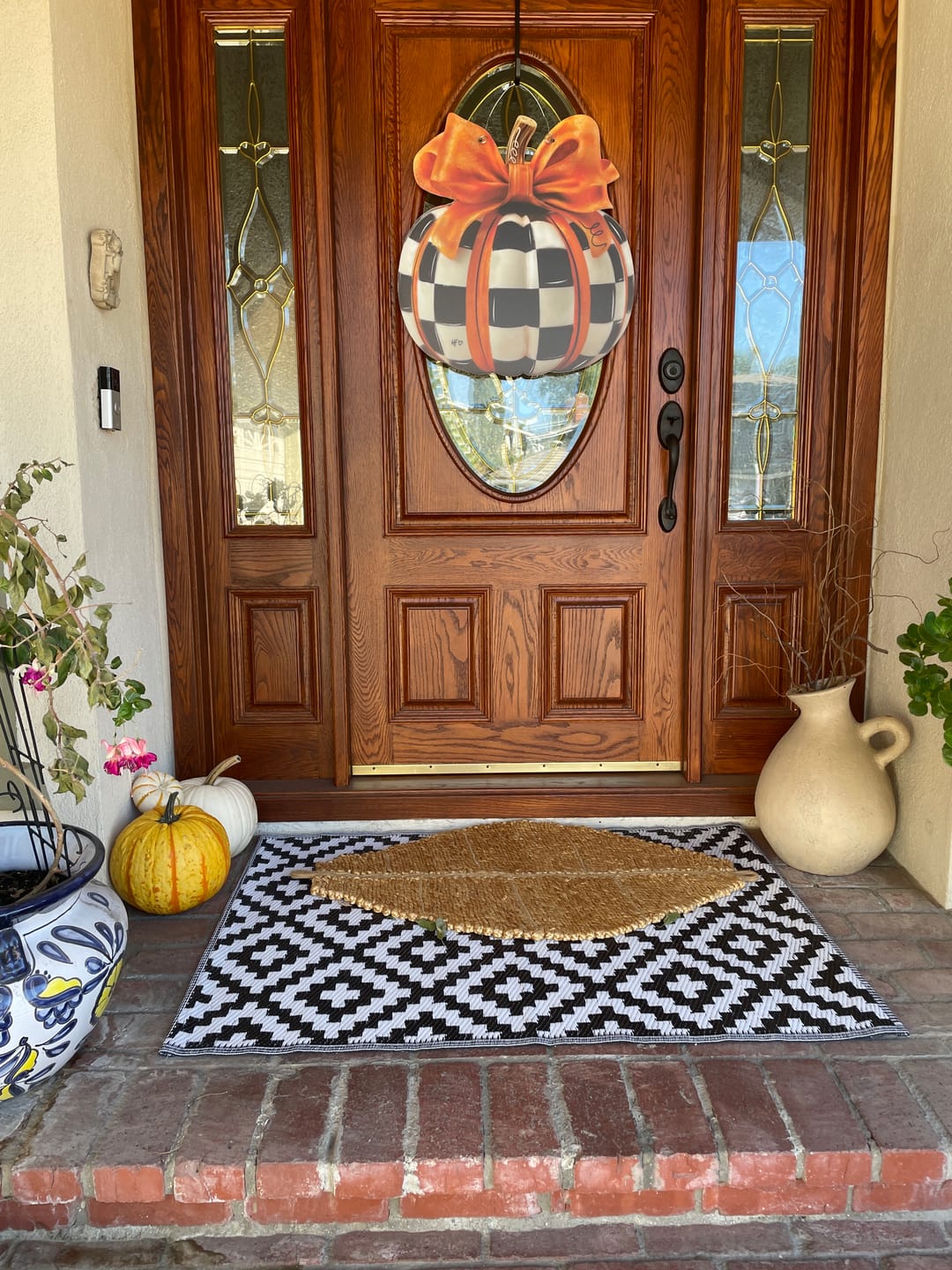 Customer photo review of Elegant Checkered Pumpkin Door Hanger
