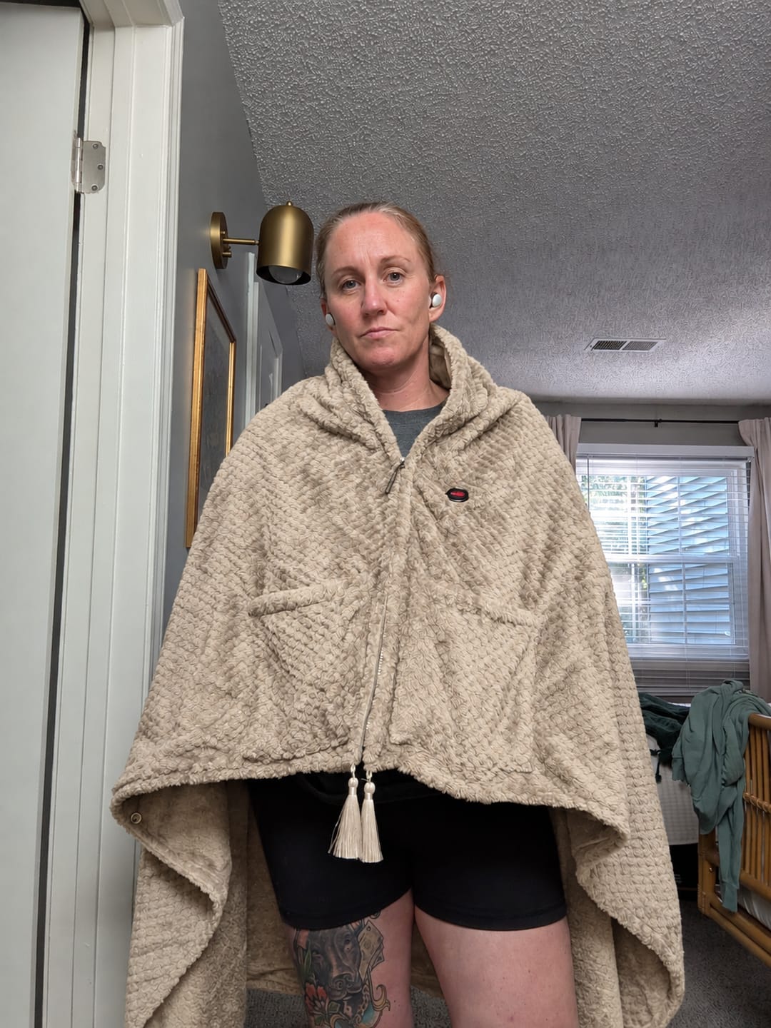 Customer photo review of ShadeEase USB Heated Wearable Shawl