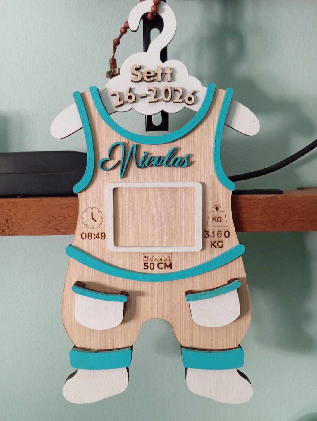 Customer photo review of 4 Baby Birth Stats Ornament SVG Laser Cut
